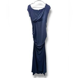 PinkBlush Navy Blue‎ Maternity Maxi Dress Women’s Size Small Ruched Sides